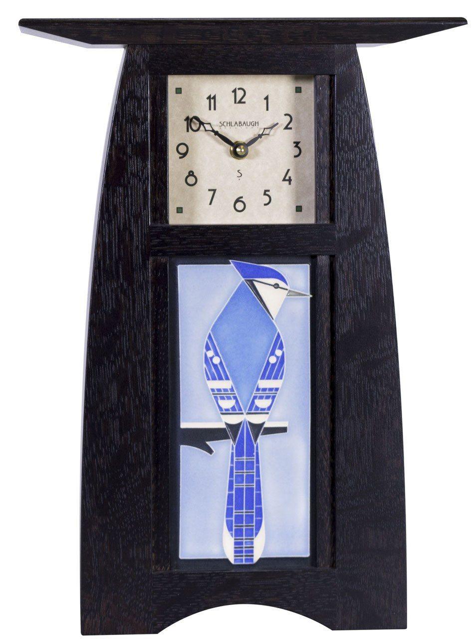 Arts and Crafts 4x8 Motawi Tile Clock Decor Schlabaugh Slate Oak 