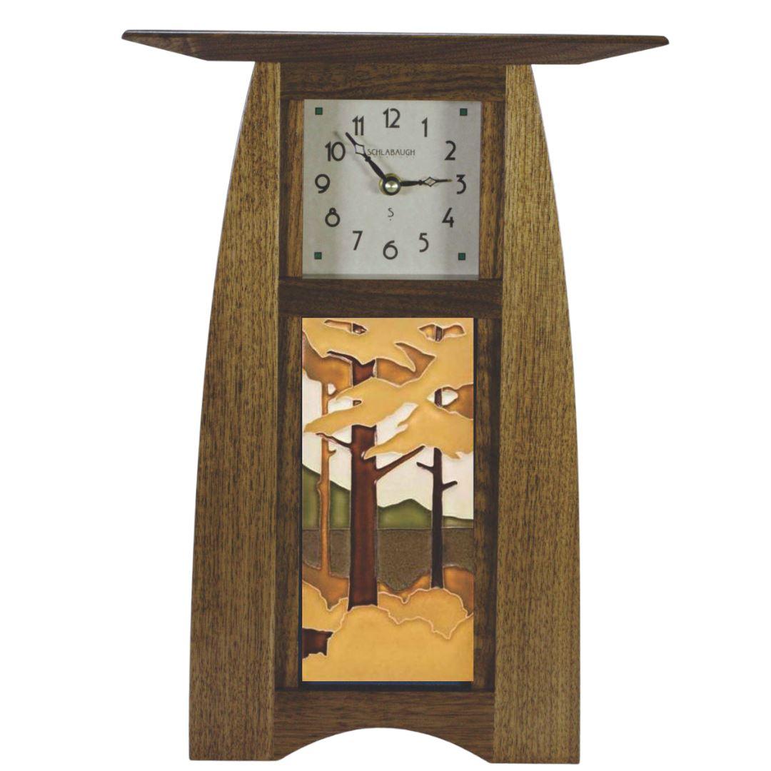 Arts and Crafts 4x8 Motawi Tile Clock Decor Schlabaugh Walnut 
