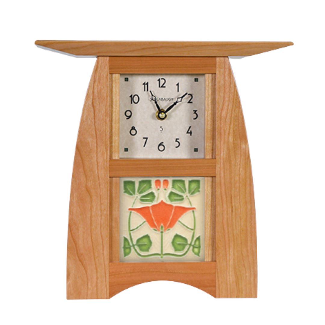 Arts and Crafts Motawi 4x4 Tile Clock Decor Schlabaugh Cherry 