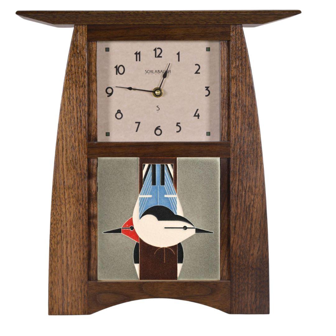 Arts and Crafts Motawi 6x6 Tile Clock Decor Schlabaugh Walnut 
