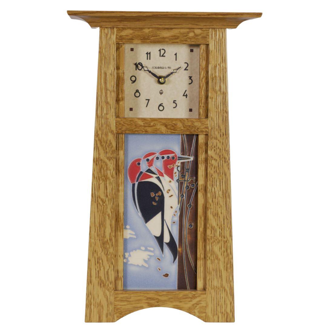 Craftsman 4x8 Motawi Tile Clock Decor Schlabaugh Nut Brown Oak 