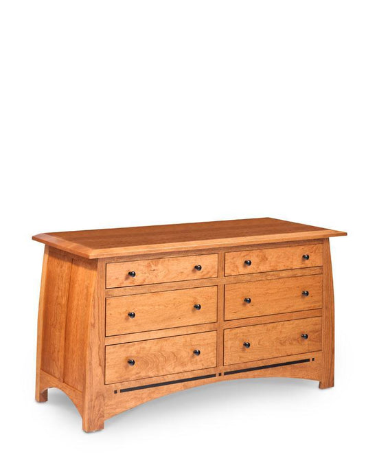 Aspen 6-Drawer Dresser with Inlay Bedroom Simply Amish 60 inch w Smooth Cherry 