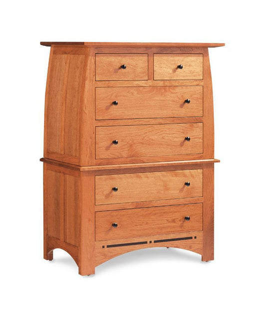 Aspen Chest on Chest with Inlay Bedroom Simply Amish Smooth Cherry 