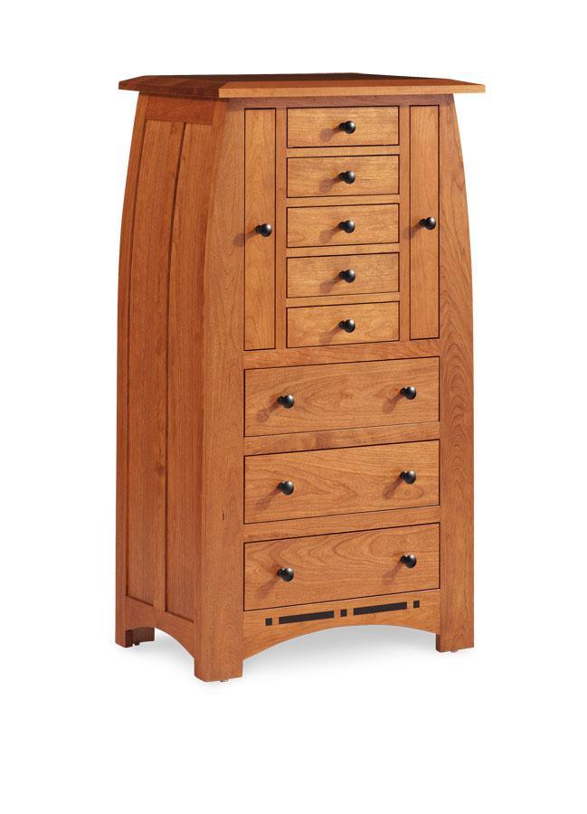 Aspen Jewelry Armoire with Inlay Bedroom Simply Amish Smooth Cherry 