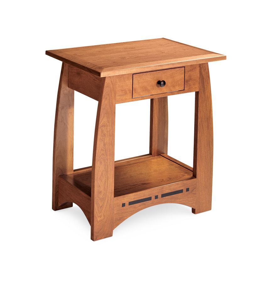 Aspen Nightstand Table with Drawer and Inlay Bedroom Simply Amish Smooth Cherry 