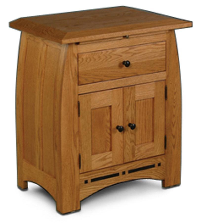 Aspen Nightstand with Doors and Inlay Bedroom Simply Amish Smooth Cherry 