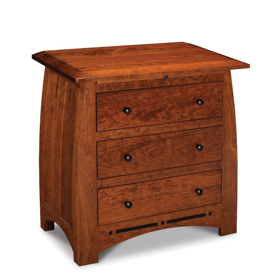 Aspen Nightstand with Drawers and Inlay, Extra Wide Bedroom Simply Amish Smooth Cherry 