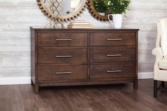 Auburn Bay 6-Drawer Dresser Bedroom Simply Amish 65 inch Smooth Cherry 