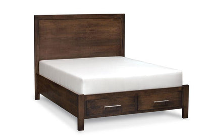 Auburn Bay Single Panel Bed Bedroom Simply Amish California King Complete Bed Frame with Footboard Storage Smooth Cherry