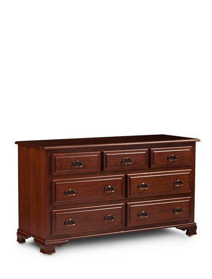 Classic 7-Drawer Dresser Off Catalog Simply Amish 70 inch w Smooth Cherry 