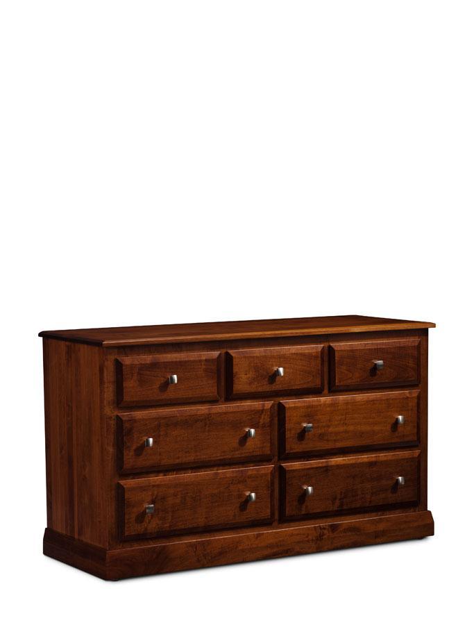 Colburn 7-Drawer Dresser Off Catalog Simply Amish 58 inches w Smooth Cherry 