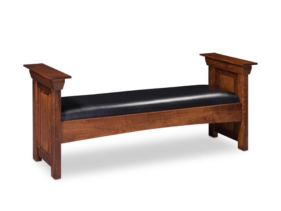 Colburn Santa Fe Bench Off Catalog Simply Amish Black Leather Smooth Cherry 