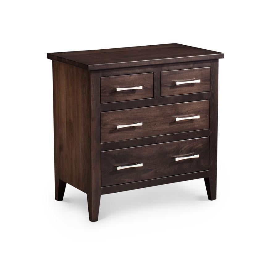 Crawford 4-Drawer Nightstand Extra Wide Bedroom Simply Amish Smooth Cherry 