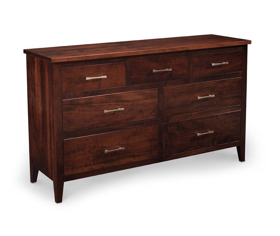 Crawford 7-Drawer Dresser Bedroom Simply Amish 60 inch Smooth Cherry 