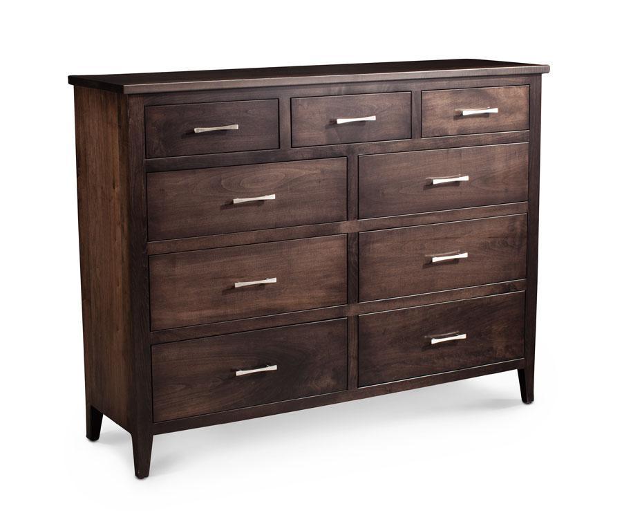 Crawford 9-Drawer Dresser Bedroom Simply Amish 60 inch Smooth Cherry 