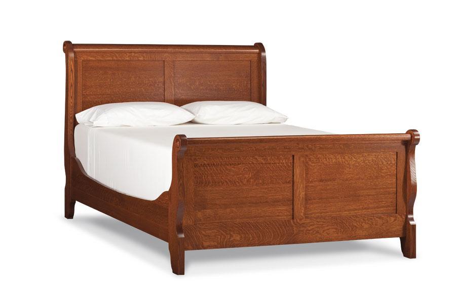 Empire Sleigh Bed Bedroom Simply Amish California King Complete Bed Frame with Footboard Smooth Cherry