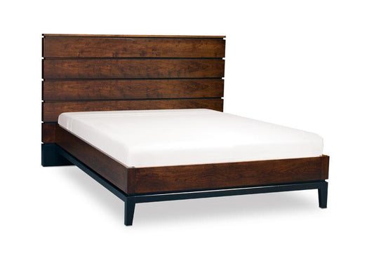 Frisco Panel Bed Bedroom Simply Amish California King Complete Bed Frame with Footboard Smooth Cherry