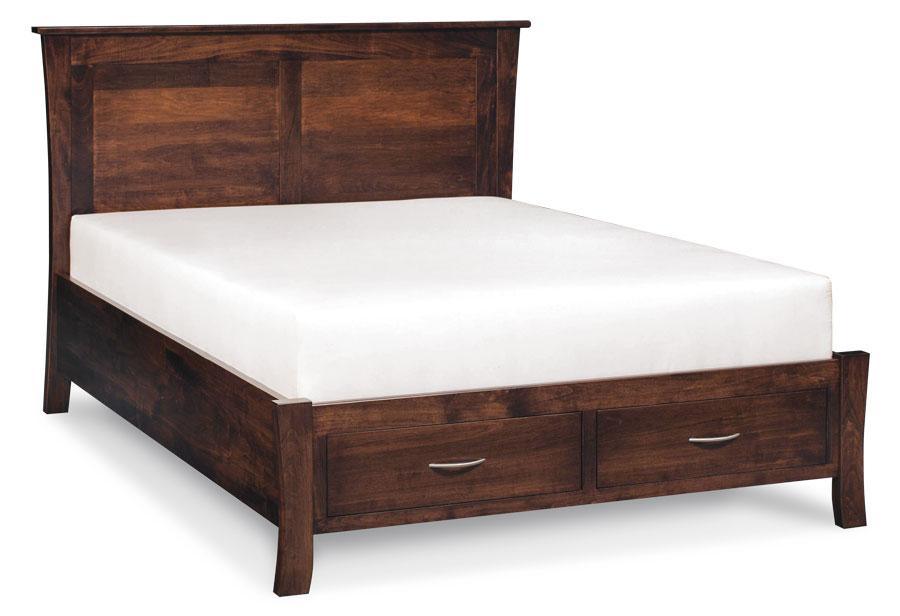 Garrett Bed Off Catalog Simply Amish California King Complete Bed Frame with Footboard Storage Smooth Cherry