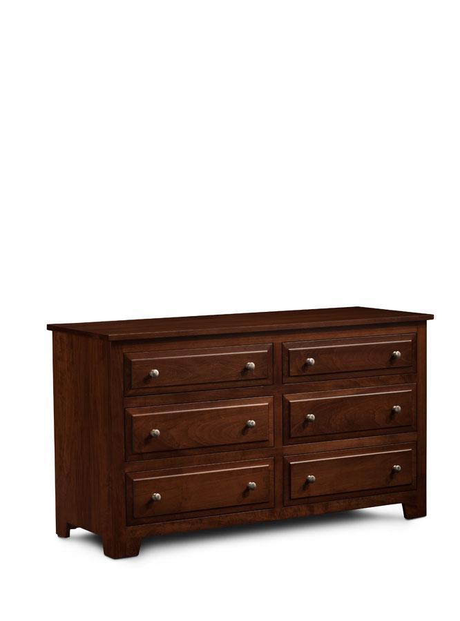 Homestead 6-Drawer Dresser Off Catalog Simply Amish 69 1/2 inch w Smooth Cherry 