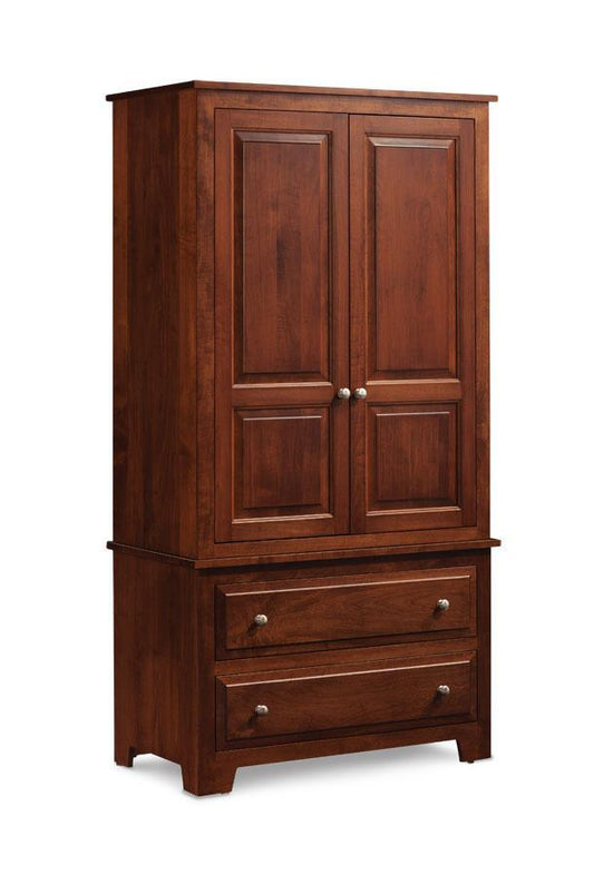 Homestead Tall Armoire on Chest Off Catalog Simply Amish Smooth Cherry