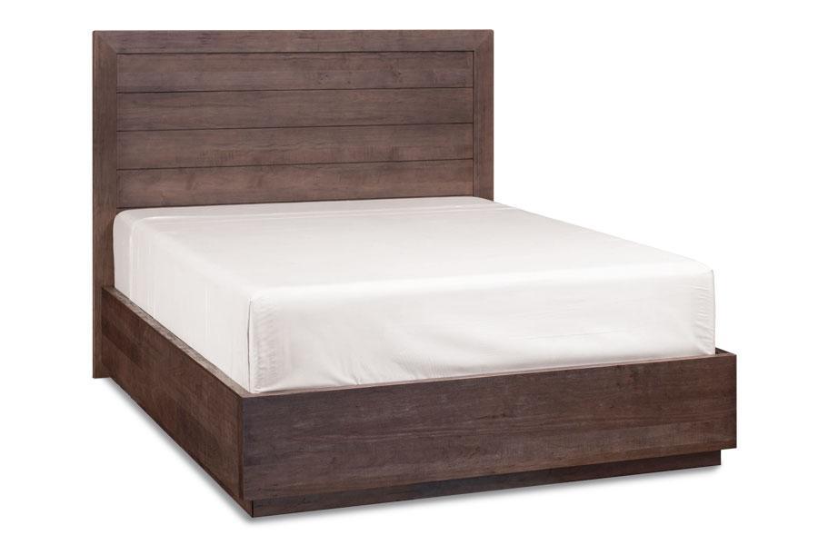 Ironwood Planked Bed Bedroom Simply Amish California King Complete Bed Frame with Footboard Smooth Cherry