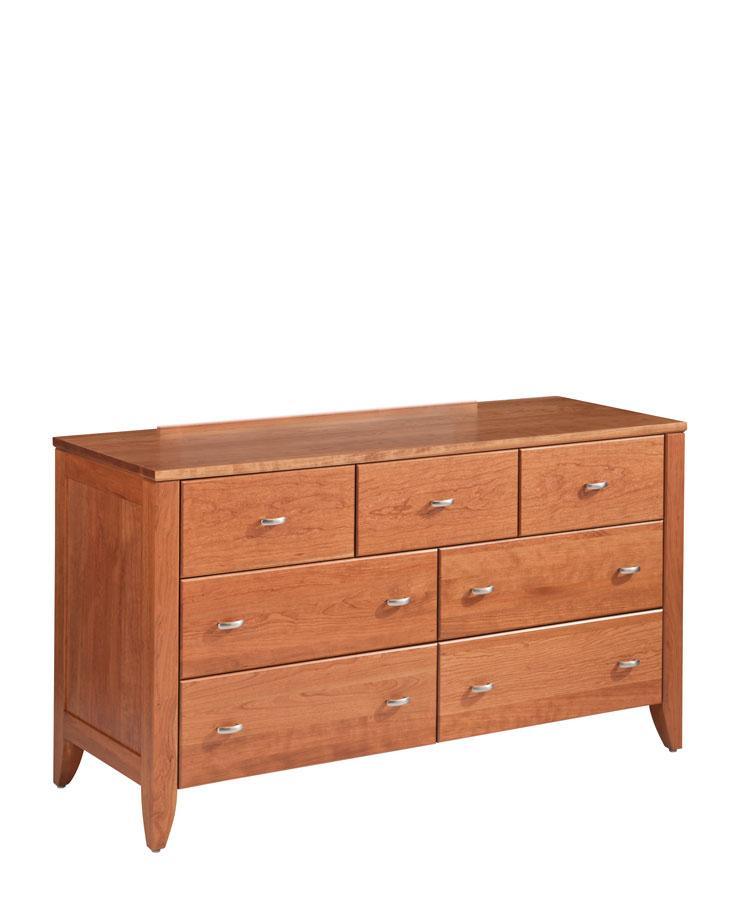 Justine 7-Drawer Dresser Bedroom Simply Amish 60 inch w Smooth Cherry 