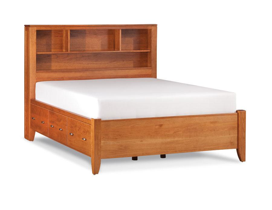 Justine Bookcase Bed Off Catalog Simply Amish California King Complete Bed Frame with Footboard Smooth Cherry