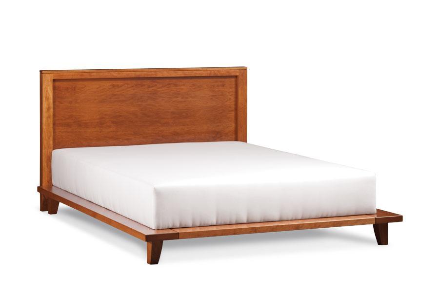 Justine Panel Platform Bed Bedroom Simply Amish California King Complete Bed Frame with Footboard Smooth Cherry