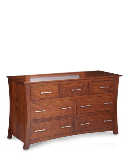 Loft 7-Drawer Dresser Bedroom Simply Amish 60 inch w Smooth Cherry 