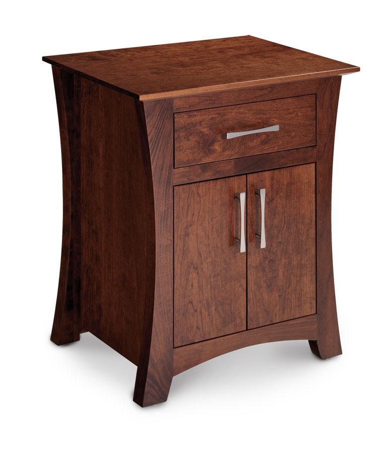 Loft Nightstand with Doors Bedroom Simply Amish Smooth Cherry 