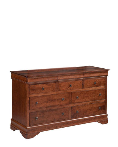 Louis Philippe 7-Drawer Dresser Off Catalog Simply Amish 62 inch w Smooth Cherry 