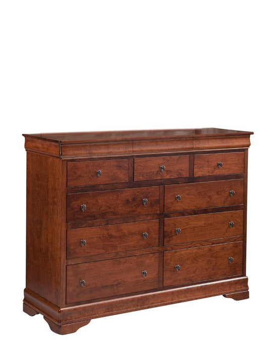 Louis Philippe 9-Drawer Bureau Off Catalog Simply Amish 62 inch w Smooth Cherry