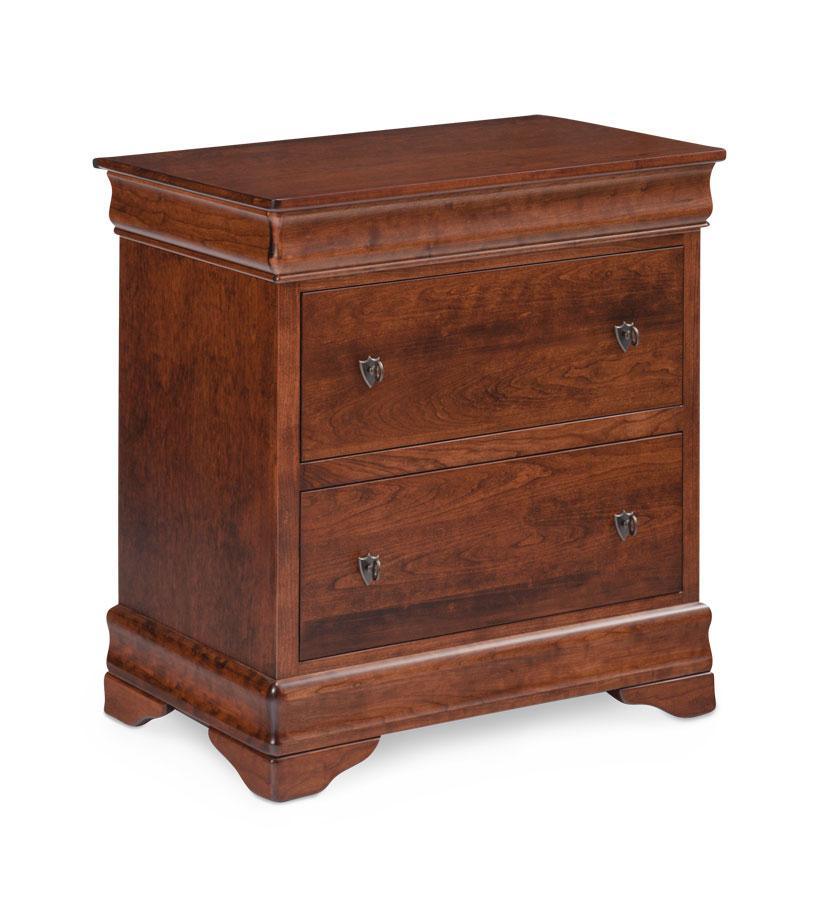 Louis Philippe Deluxe Nightstand with Drawers Off Catalog Simply Amish Smooth Cherry 