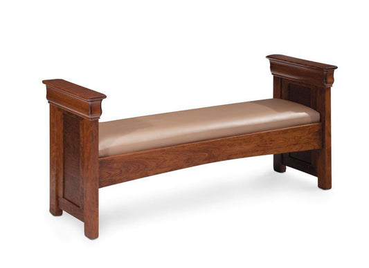 Louis Philippe Santa Fe Bench Off Catalog Simply Amish Black Leather Smooth Cherry