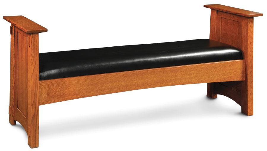 Mccoy Santa Fe Bench Bedroom Simply Amish Black Leather Smooth Cherry 