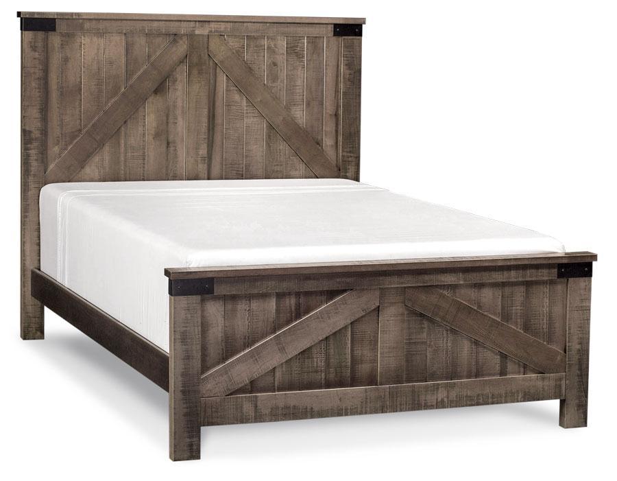 Montauk 2-Panel Bed Bedroom Simply Amish California King Complete Bed Frame with Footboard Smooth Cherry