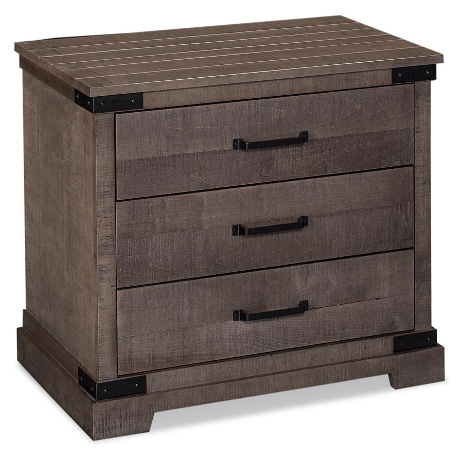 Montauk 3-Drawer Nightstand Extra Wide (Rough Sawn Std) Bedroom Simply Amish Smooth Cherry 