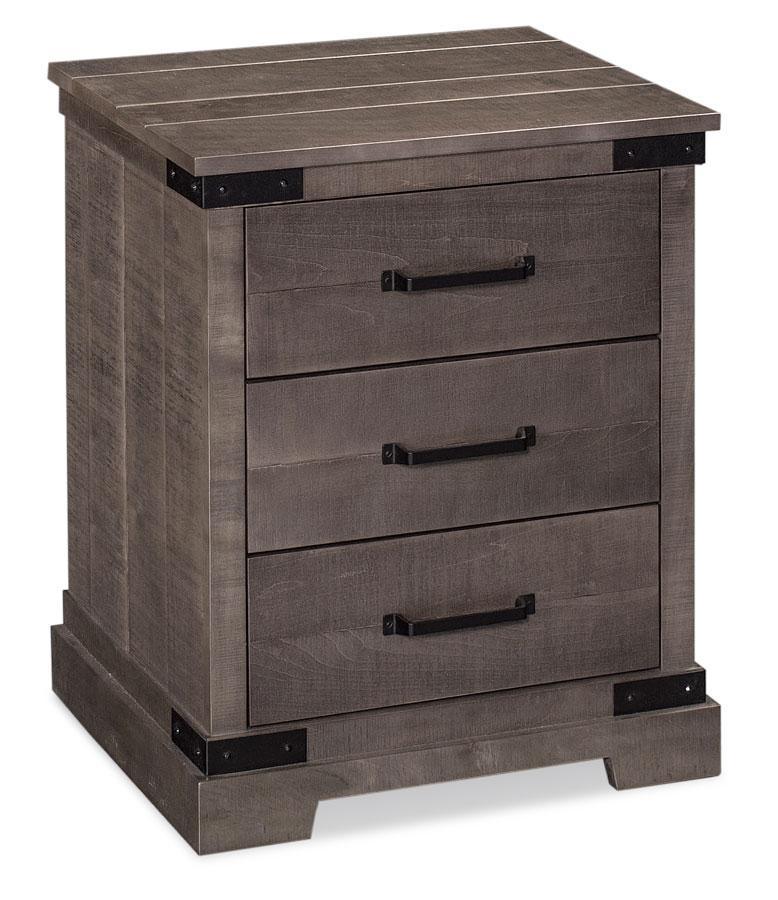 Montauk 3-Drawer Nightstand (Rough Sawn Std) Bedroom Simply Amish Smooth Cherry 