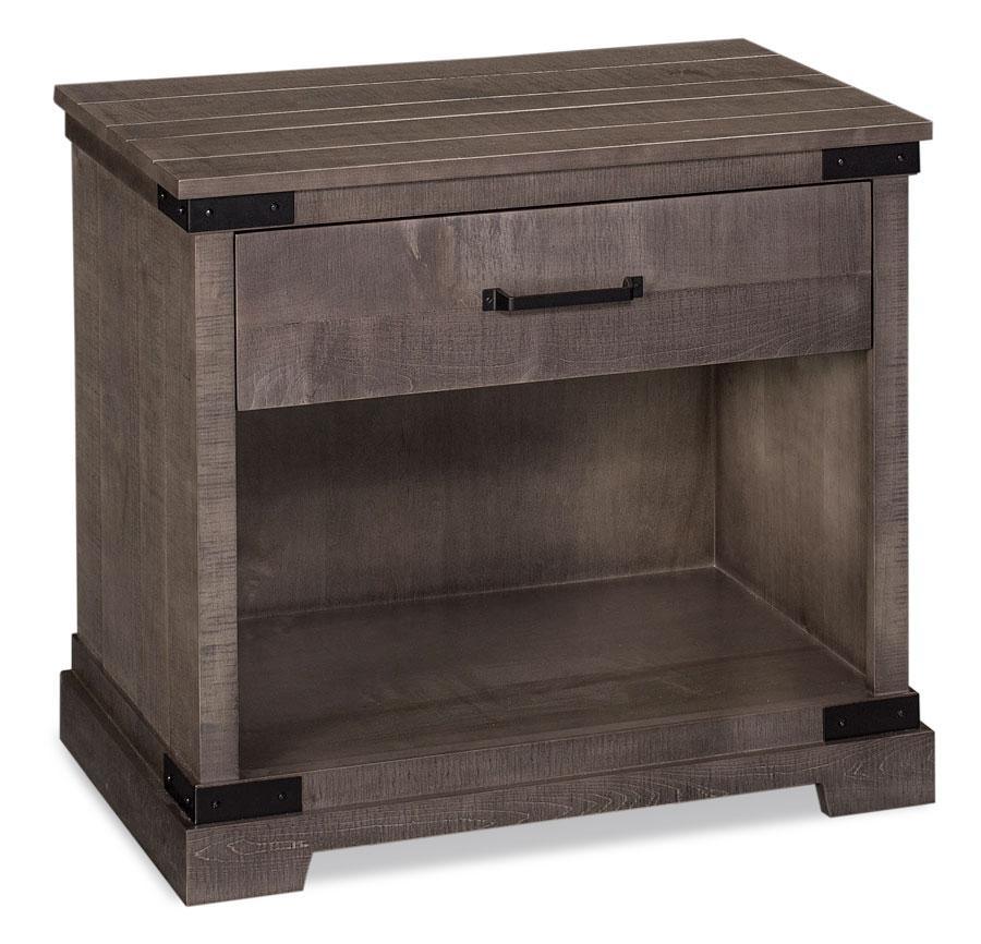 Montauk Nightstand with Opening, Extra Wide (Rough Sawn Std) Bedroom Simply Amish Smooth Cherry 