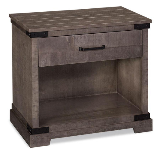 Montauk Nightstand with Opening, Extra Wide (Rough Sawn Std) Bedroom Simply Amish Smooth Cherry 