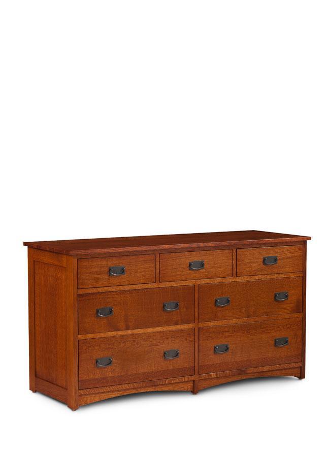 Prairie Mission 7-Drawer Dresser Bedroom Simply Amish 61 1/2 inch w Smooth Cherry 