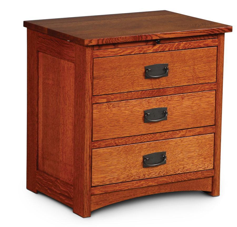 Prairie Mission Deluxe Nightstand with Drawers Bedroom Simply Amish Smooth Cherry 