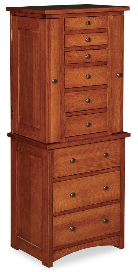 Prairie Mission Jewelry Armoire Bedroom Simply Amish Smooth Cherry 