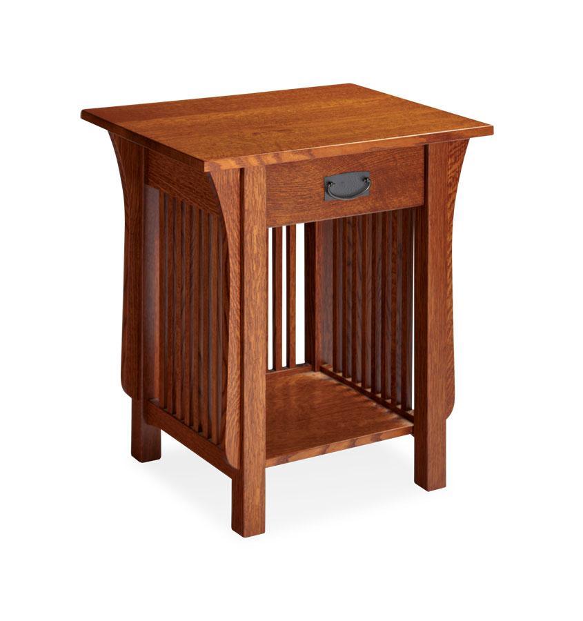 Prairie Mission Nightstand Table with Drawer Bedroom Simply Amish Smooth Cherry 