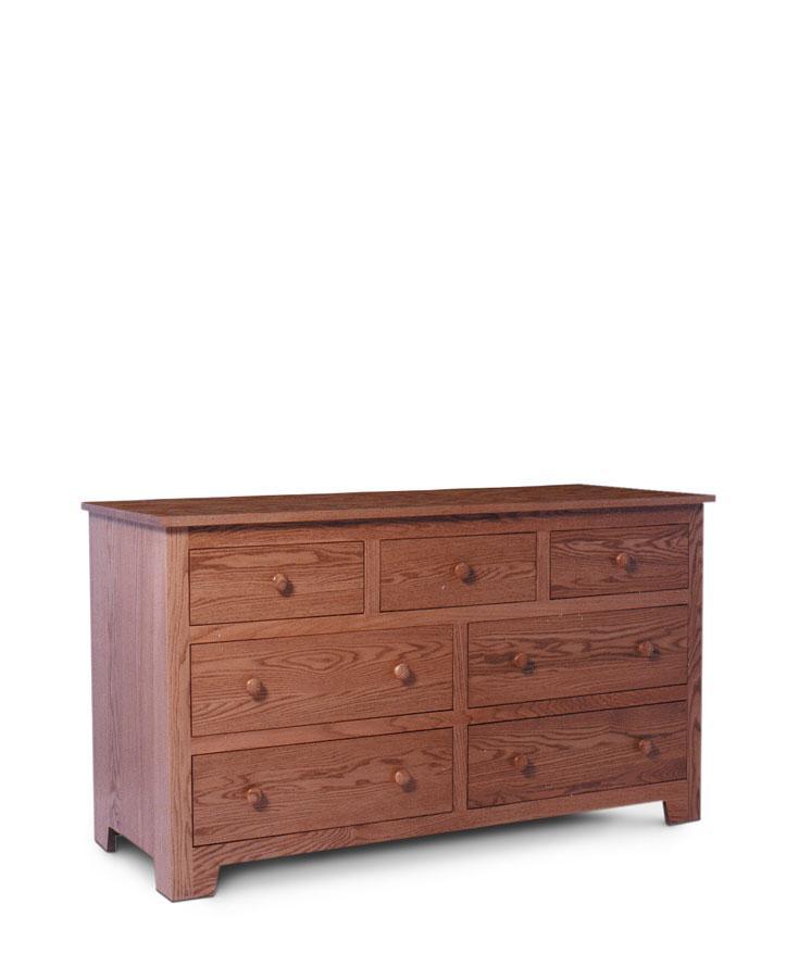Shaker 7-Drawer Dresser Off Catalog Simply Amish 69 1/2 inch w Smooth Cherry 