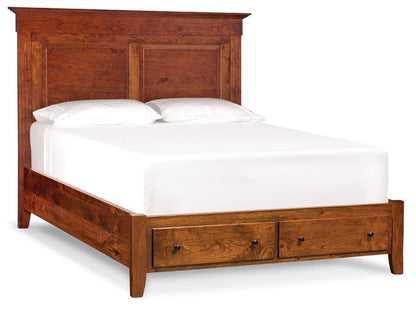 Shenandoah Deluxe Bed Bedroom Simply Amish California King Complete Bed Frame with Footboard Storage Smooth Cherry