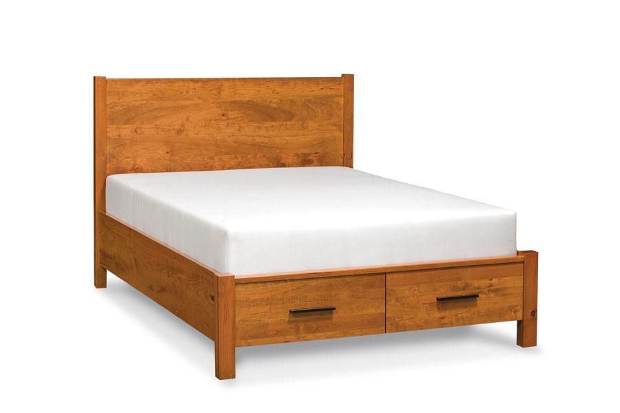 Wildwood Bed Bedroom Simply Amish California King Complete Bed Frame with Footboard Storage Smooth Cherry