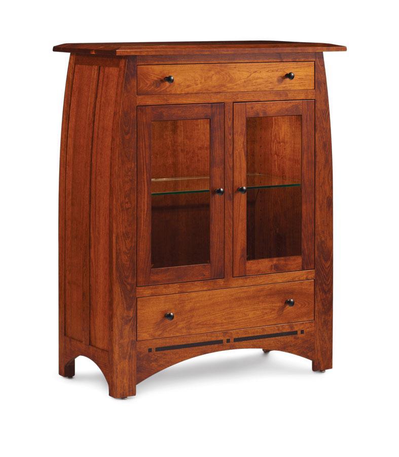 Aspen 2-Door Dining Cabinet with Glass Doors and Inlay Dining Simply Amish Smooth Cherry 