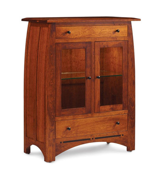 Aspen 2-Door Dining Cabinet with Wood Doors and Inlay Dining Simply Amish Smooth Cherry 