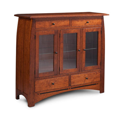 Aspen 3-Door Dining Cabinet Dining Simply Amish Glass Doors Smooth Cherry 